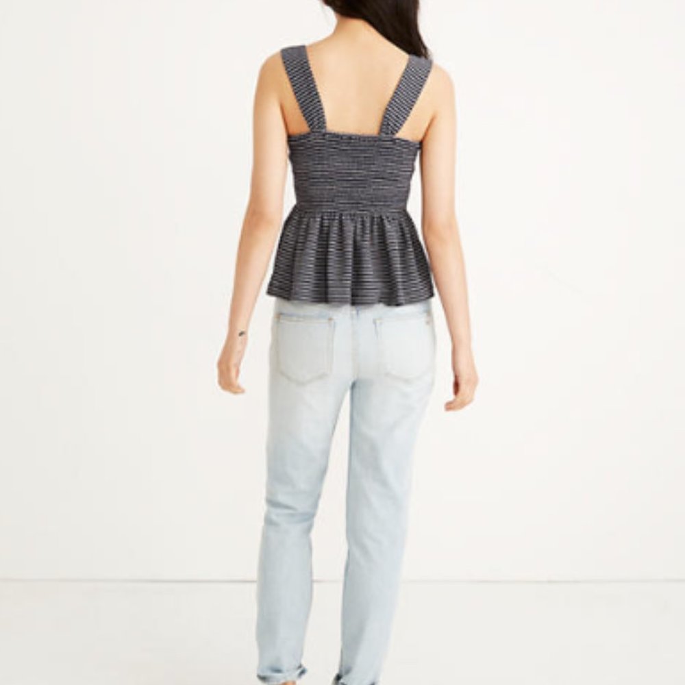 Texture & Thread Smocked Peplum Tank Top in Stripe - Picture 3 of 5